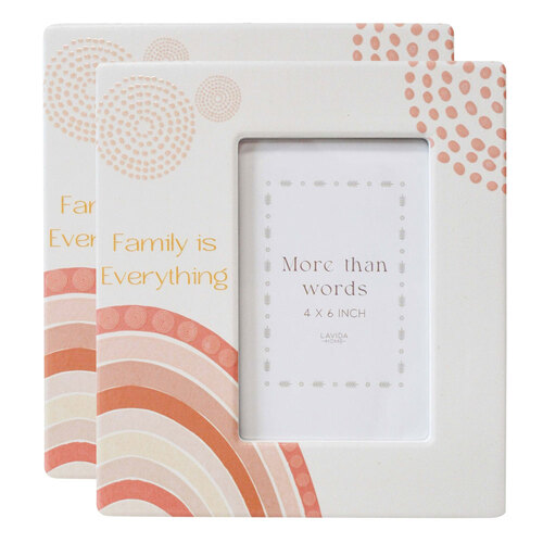 2PK LVD Ceramic/Glass 4x6" Photo Picture Frame Display - Family