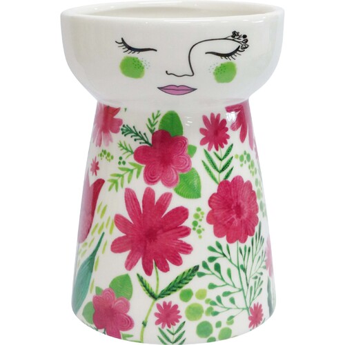 LVD Ceramic Doll Vase Home Tabletop Decor 11.5cm - Springtime