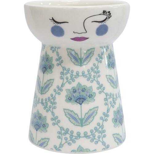 LVD Ceramic Doll Vase Home Tabletop Decor 11.5cm - Blue Chintz