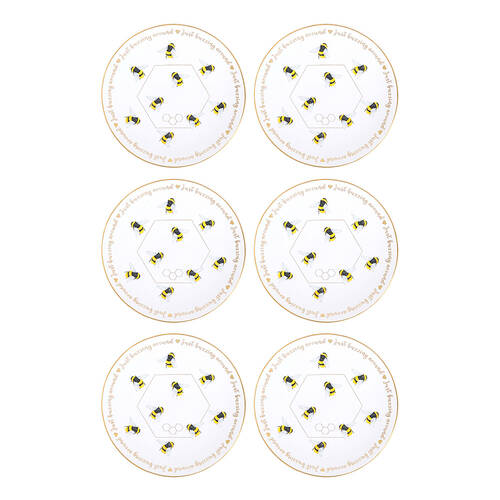 6PK LVD Dish Ceramic Home/Office Decor Round 10cm Buzzing Around