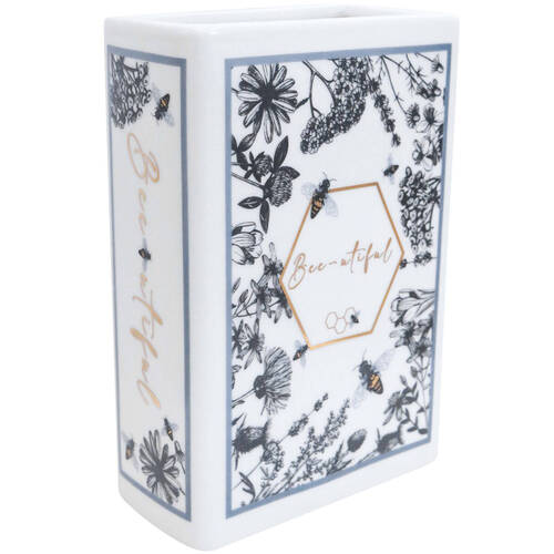 LVD Book Vase Ceramic Home/Office Shelf Decor 14cm Bee Utiful