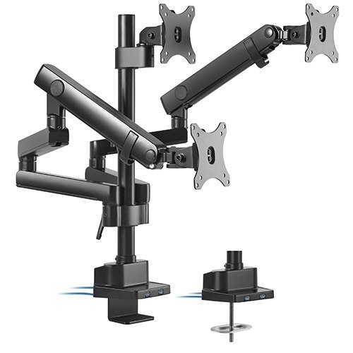 Brateck Triple 17'-27' Monitor Slim Pole Mechanical Spring Arm