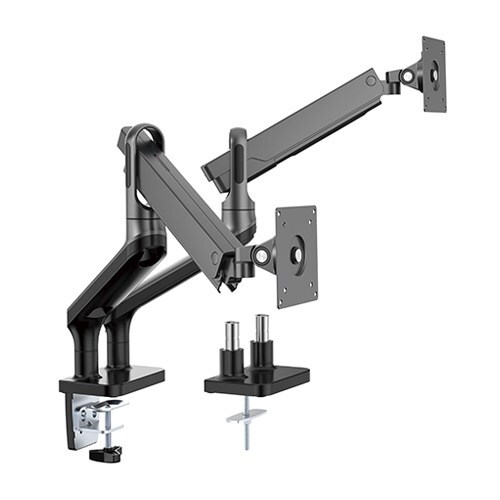 Brateck Dual 17'-32' Flat Panel/Curved Monitor Aluminium Spring-Assisted Arm Blk
