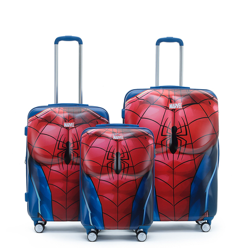 3pc Marvel Spiderman Kids/Childrens Wheeled Suitcase Luggage Set