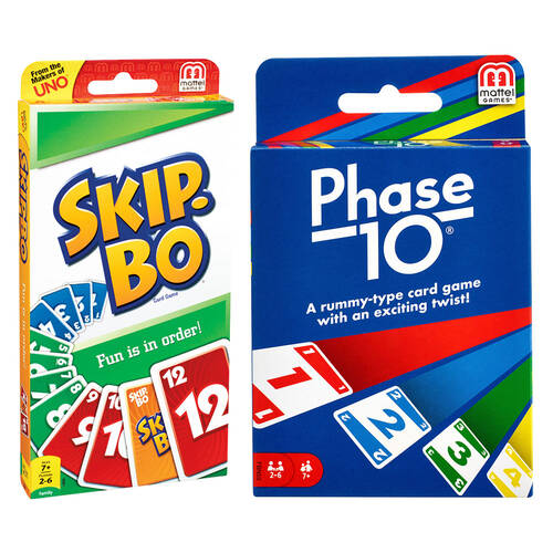 2pc Mattel Games Skip Bo &  Phase 10 Card Game