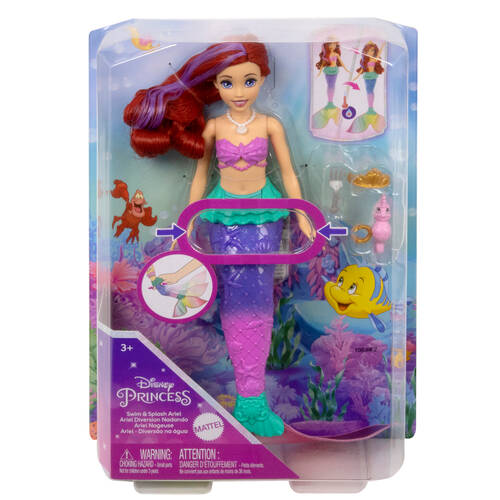 Mattel Disney Princess Swim & Splash Ariel Doll 33x15cm Kids 3y+