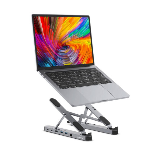 Mbeat Portable Laptop Stand with USB-C Docking Station Grey
