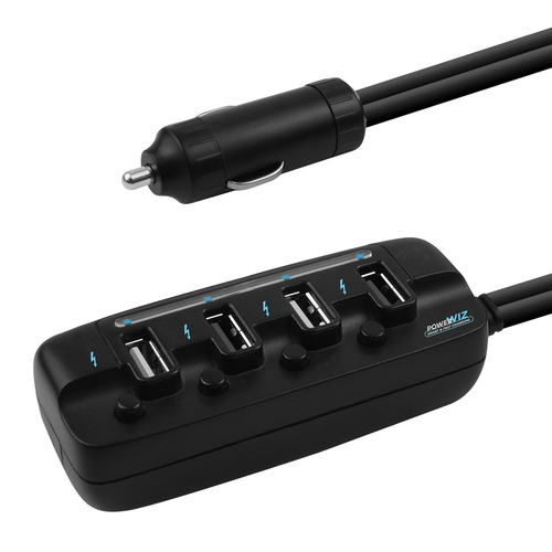 mbeat 4-Port 40W Rapid Car Charger w/On & Off Switches
