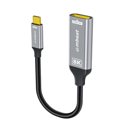 mbeat Tough Link 8K USB-C to DisplayPort Adapter 40Gbps Bandwidth Space Grey