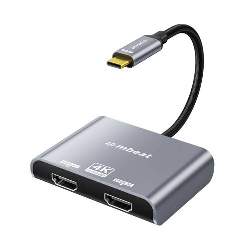 mbeat Tough Link USB-C to Dual HDMI MST 4K/60Hz Adapter Splitter Space Grey