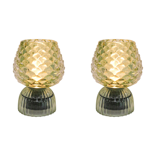 2PK LVD Led Glass Night Light Lamp Home/Room Decor 14.5cm - Sage