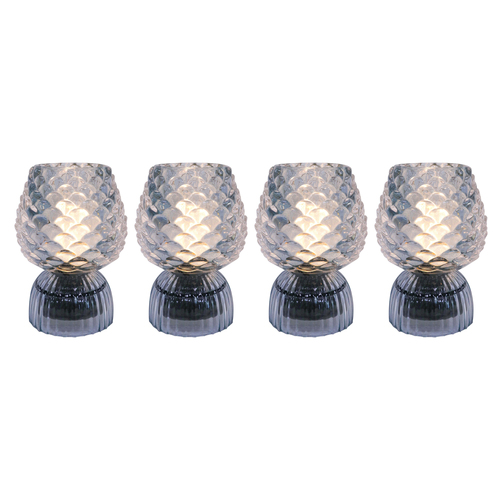 4PK LVD Led Glass Night Light Lamp Home/Room Decor 14.5cm - Blue