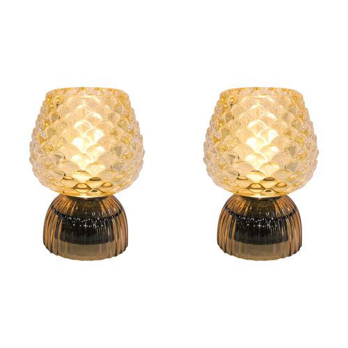 2PK LVD Led Glass Night Light Lamp Home/Room Decor 14.5cm - Amber