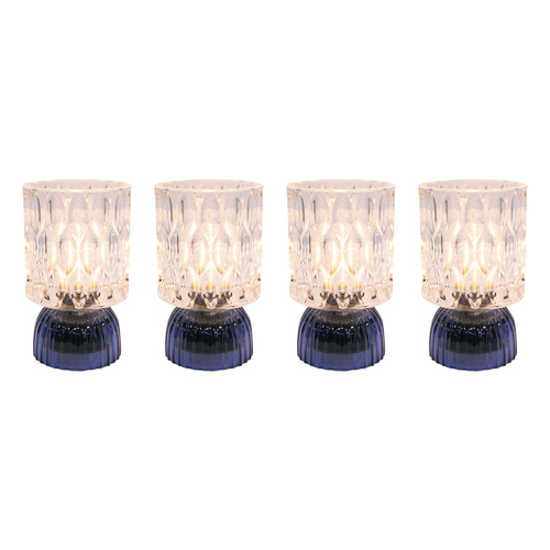 4PK LVD Led Glass Night Light Lamp Home/Room Decor 15cm - Blue