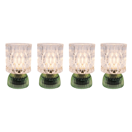 4PK LVD Led Glass Night Light Lamp Home/Room Decor 15cm - Green
