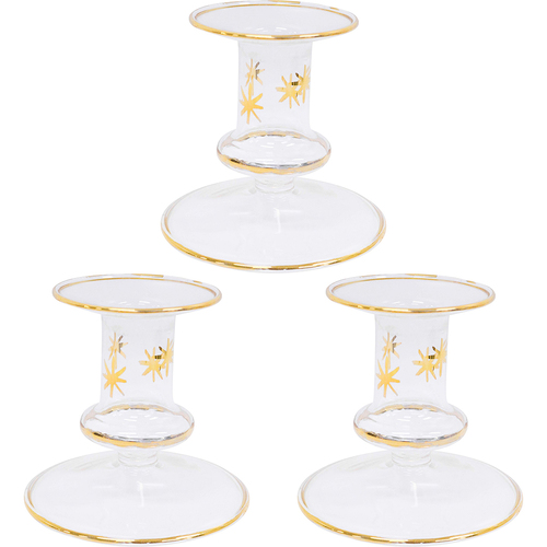 3PK LVD Candle Holder La Fiesta Decorative Lounge/Shelf Home Decor 7.5cm Clear