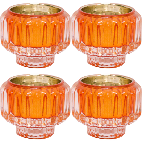 4PK LVD Candle Holder La Fiesta Decorative Lounge/Shelf Home Decor 7.5cm Orange