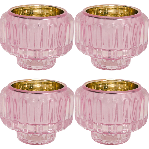 4PK LVD Candle Holder La Fiesta Decorative Lounge/Shelf Home Decor 7.5cm Pink