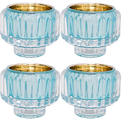 4PK LVD Candle Holder La Fiesta Decorative Lounge/Shelf Home Decor 7.5cm Aqua