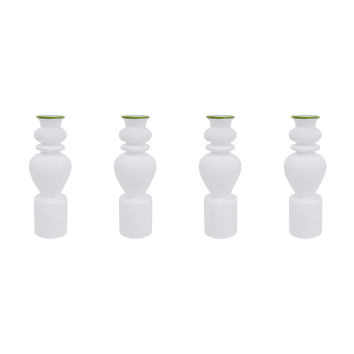 4PK LVD Glass Flower Bud Vase Decorative Pot 18.5cm - White