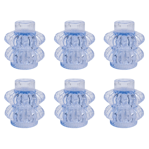 6PK LVD Reversible Glass Taper/Votive Candle Holder - Blue