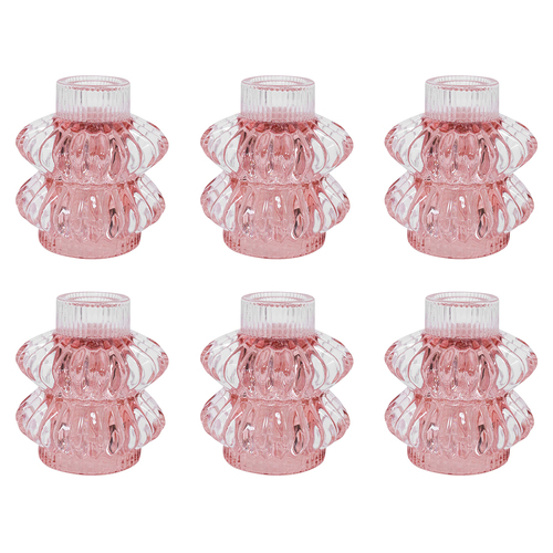 6PK LVD Reversible Glass Taper/Votive Candle Holder - Pink