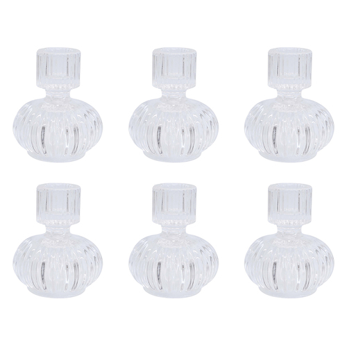 6PK LVD Double Sided Stackable Glass Candle Holder - Clear