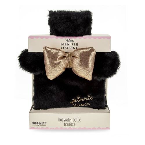 Disney Minnie Bow Magic Hot Water Bottle w/ Super Soft Cover Black & Gold