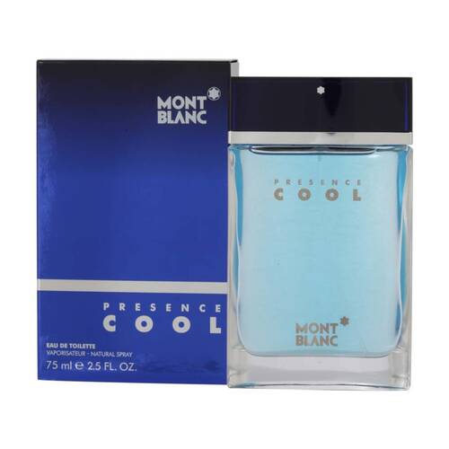 Mont Blanc Presence Cool Mens Fragrance EDT Eau De Toilette Spray Bottle 75mL