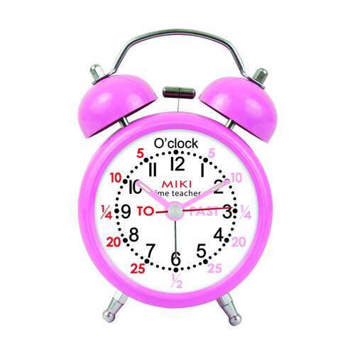 Miki Time Teacher Alarm Clock Glow In The Dark Built-In Light - Pink
