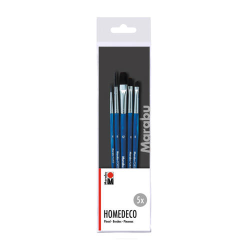 5pc Marabu Forte Decorative Art Synthetic Bristle Paint Brush Set Blue