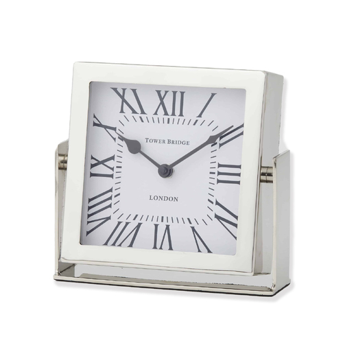 Pilbeam Living 18cm Timeless Square Clock Decor - Silver