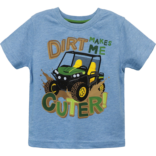 John Deere Dirt Makes Me Cuter T-Shirt/Tee Toddler Size 2 Blue