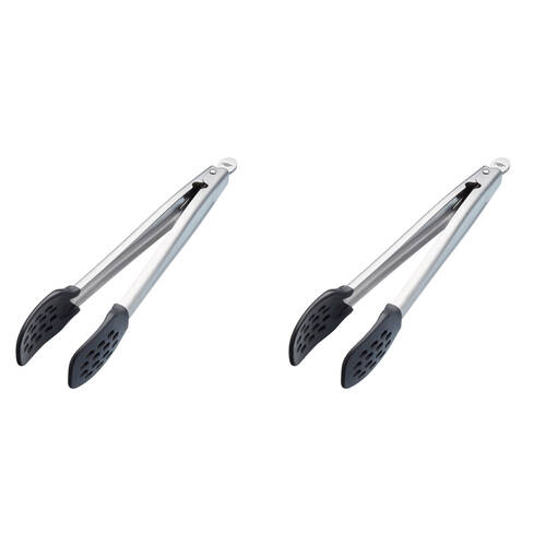 2PK Mastercraft Food Tongs Stainless Steel Handle Nylon Head Kitchen Utensil 28cm