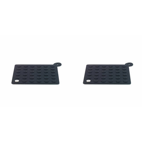 2PK Blomus Heat-Resistant Lap Silicone Coaster/Potholder Square 20x20cm Black