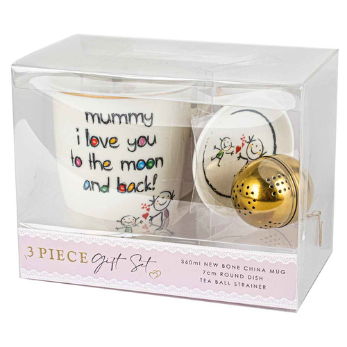 Mummy Crayon Mug/Dish/Strainer Set 360ml New Bone China