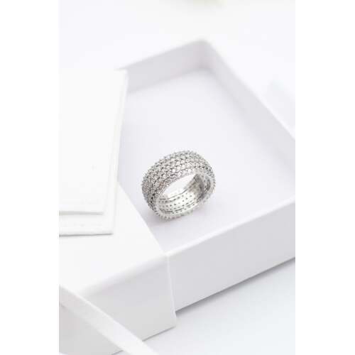 D'oro Women's Luna Size 6 Ring Rhodium Filled Fashion Jewellery