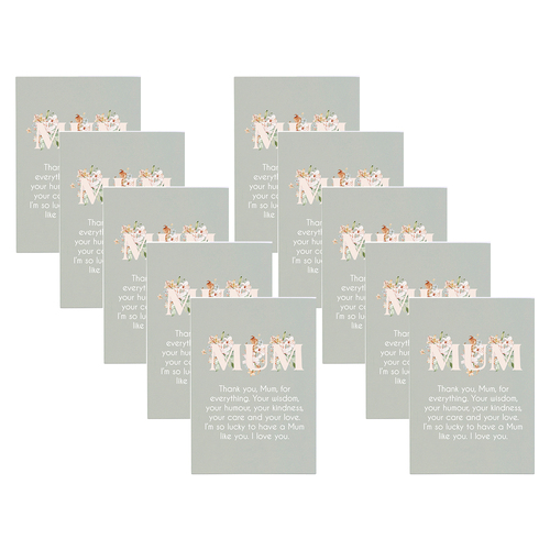 10PK Splosh Mothers Day Mum Greeting Card Blank w/ Envelope Rectangle 13x9cm