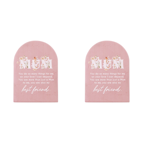 2PK Splosh Mothers Day Best Friend Verse Quote Plaque Standing Decor 14cm