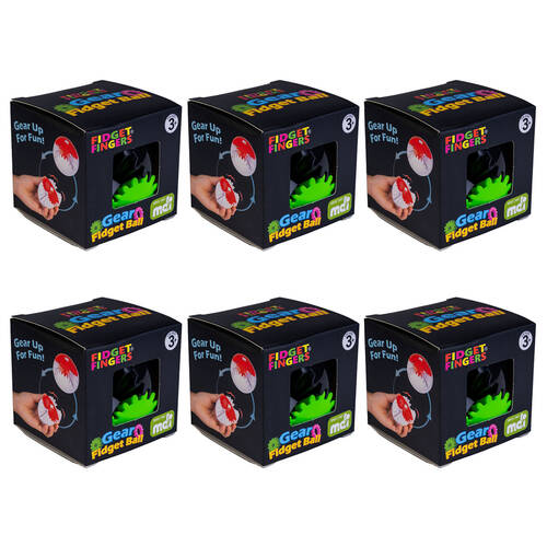 6PK MDI Gear Fidget Ball Kids/Children Sensory Toy 3y+ Assorted