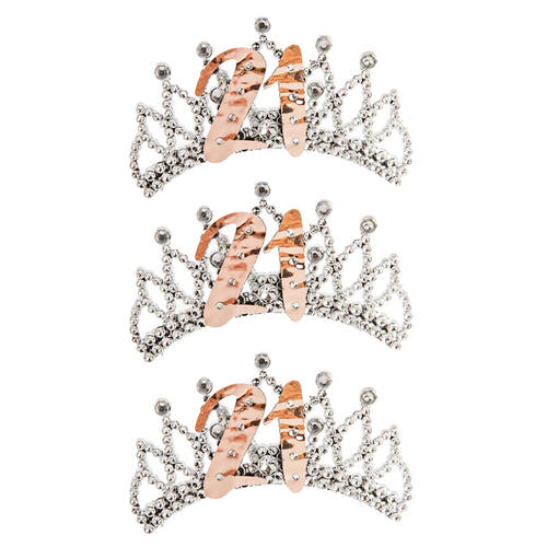 3PK Miss Naughty 21st Birthday Party Tiara Crown Rose Gold