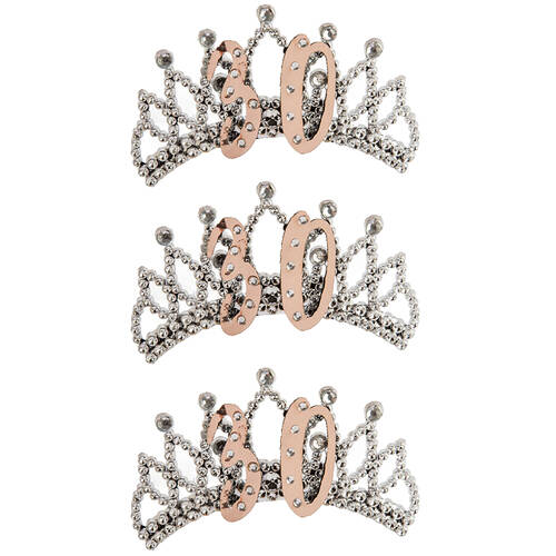 3PK Miss Naughty 30th Birthday Party Tiara Crown Rose Gold