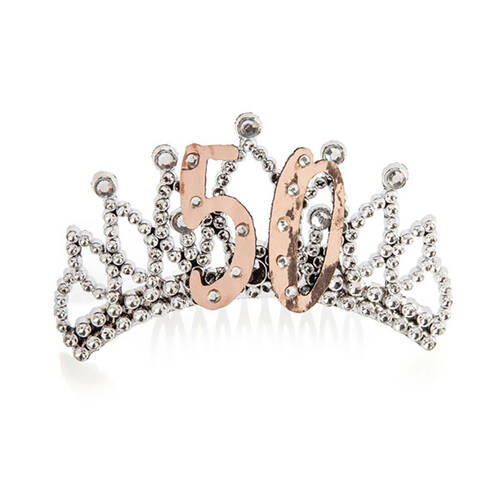 Miss Naughty 50th Birthday Party Tiara Crown Rose Gold