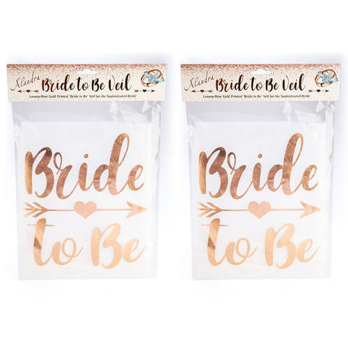 2PK Miss Naughty Bride To Be Veil Bridal Shower Party White/Rose Gold