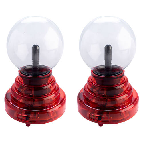 2PK MDI Plasma Ball Touch Lamp Home/Office Desk Decor 3in Red Base