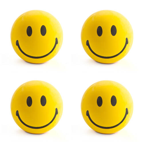 4PK MDI Smiley Stress-Relief Ball Kids/Children Sensory Toy Yellow 3y+