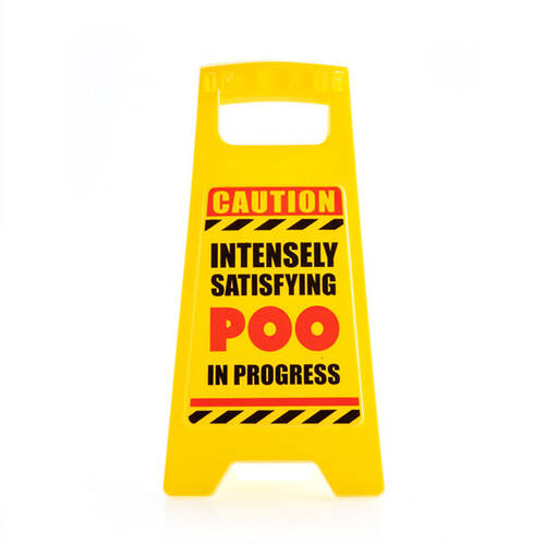 MDI Desk Warning Sign Poo Funny Office Signage Decor 25cm Yellow