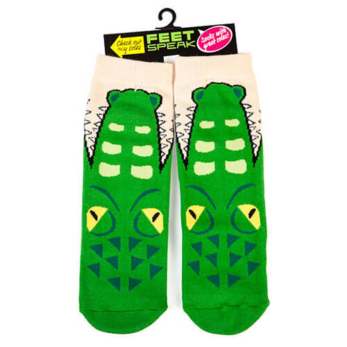 Feet Speak Croc Women's Casual Crew Socks Green One-Size