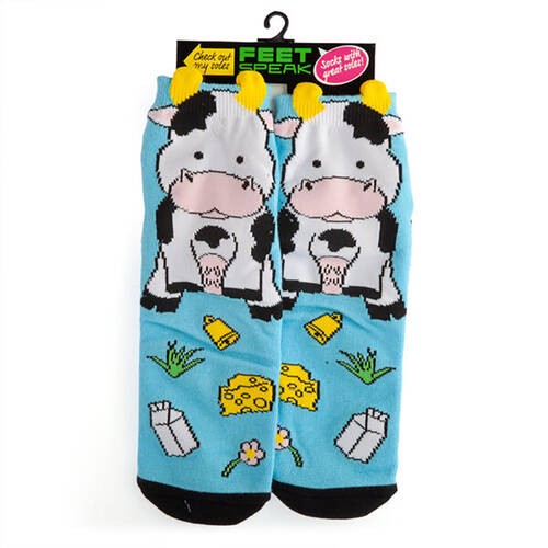Feet Speak Holy Cow Women's Casual Crew Socks One-Size