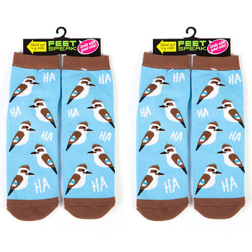 2PK Feet Speak Kookaburra Women's Casual Crew Socks Blue One-Size